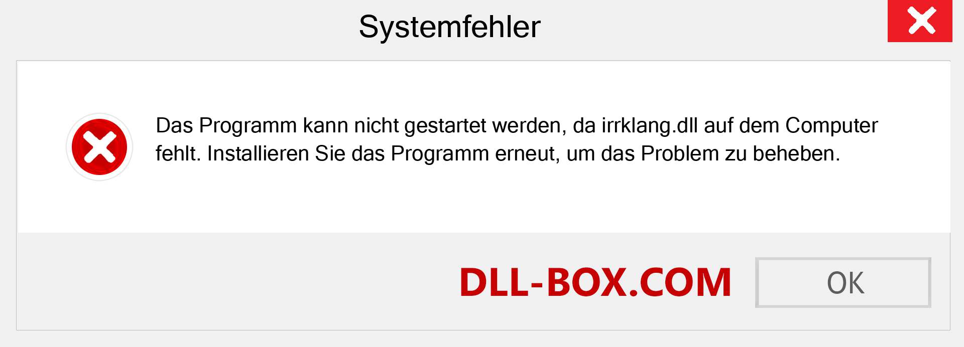 irrklang.dll-Datei fehlt?. Download für Windows 7, 8, 10 - Fix irrklang dll Missing Error unter Windows, Fotos, Bildern